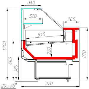 Витрина холодильная Carboma GC95 SM 1,5-1 0013-0430 (ВХС-1,5 Carboma GC95 KombiLux) (0108 Темный дуб), фото 2