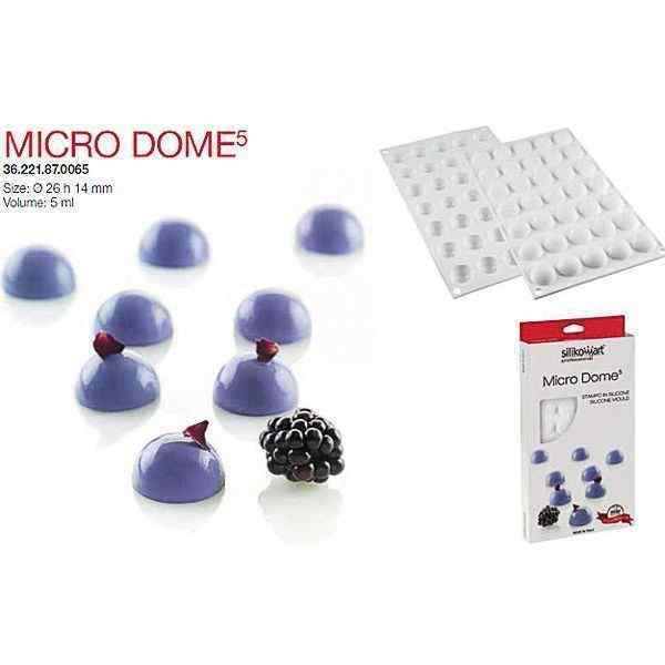 Форма кондитерская MICRO DOME 5, силикон, ячейки 26*14 мм, Silikomart, Италия