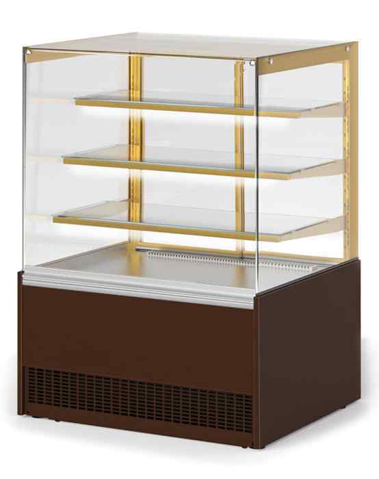 Витрина кондитерская ГОЛЬФСТРИМ СЕЛЕНГА QSG 120 ВВ ФРОНТ RAL 8017 (СТРУКТУРА RAL 1036)