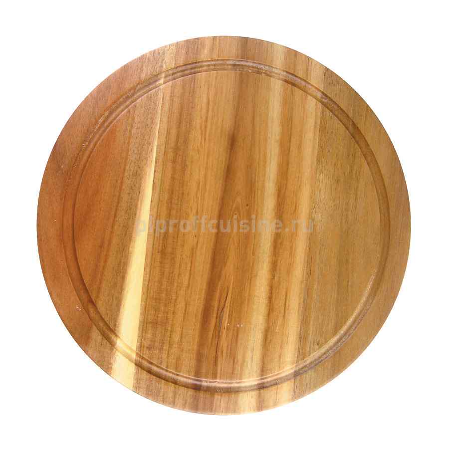 Доска круглая 40*2 см с выемкой, акация, P.L. Proff Cuisine