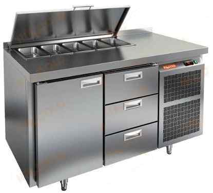 SL1-13GN (1/3) стол для салатов  охл.(+2+10), 1 дверь, 3 ящика, 1390х700х850мм, HICOLD RUS